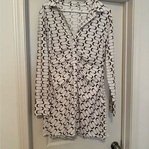 Reformation White and Brown Patterned Dress